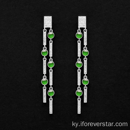 Жашыл түс ICY Jadeite Drops сөйкөлөрдүн зергер буюмдары